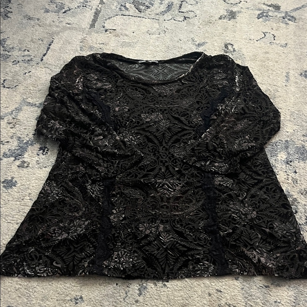 Roz & Ali Black Lace Blouse